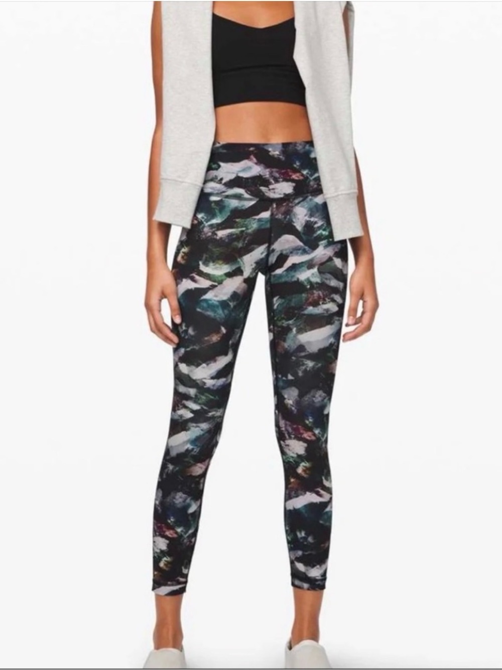 RARE Lululemon x barre3 Wunder Under HR Tights 25" In Glacier Camo Size 8